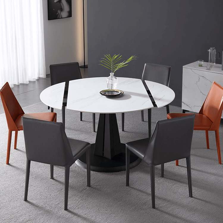 Luxury Extendable Oval Marble Rock Plate Modern Table